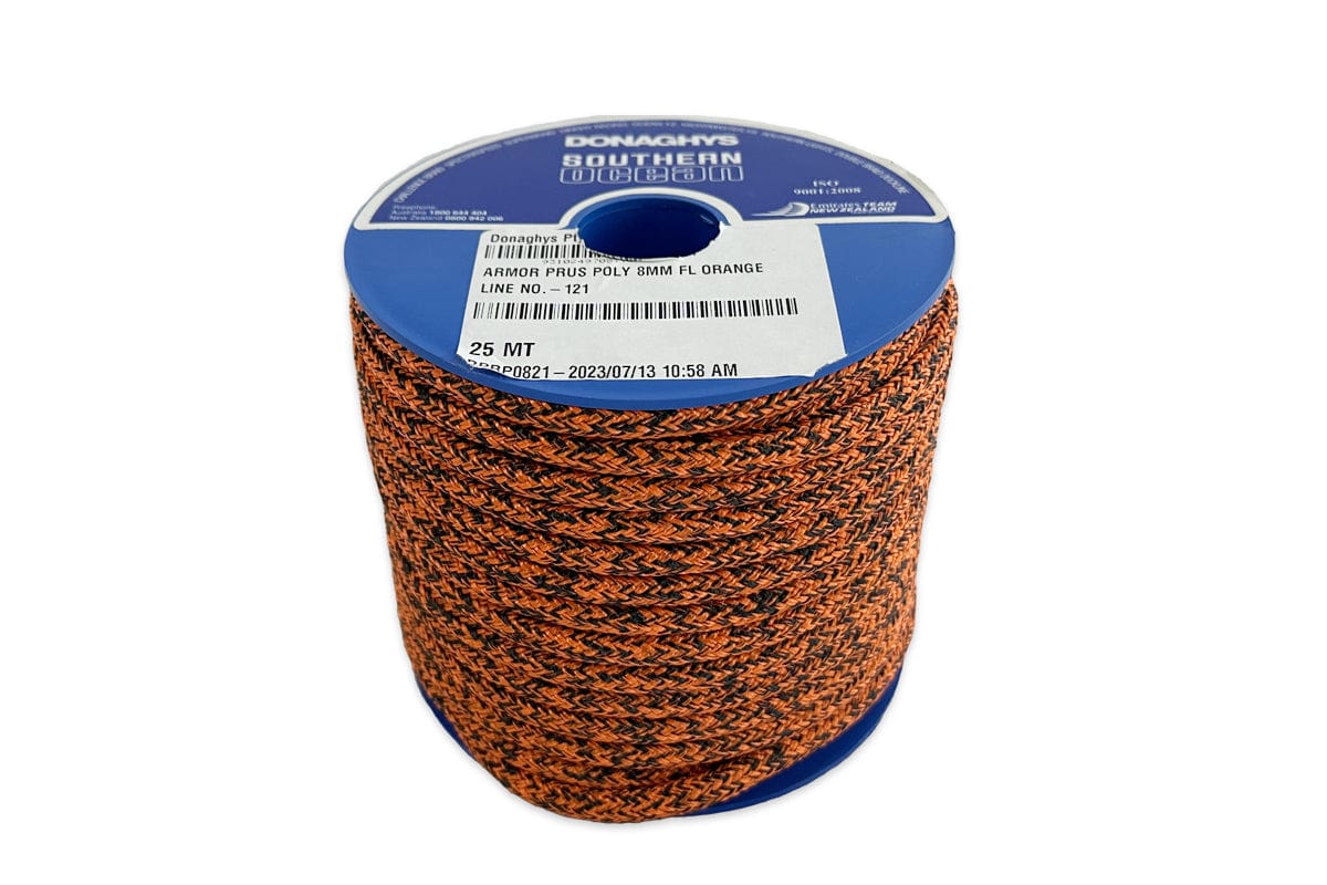 Armor Prus Poly 8mm x 25m Fluro Orange Mottle